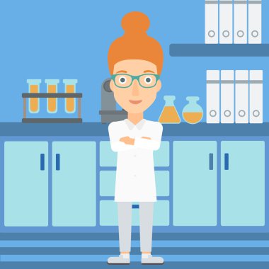 kadın laboratuvar asistanı.