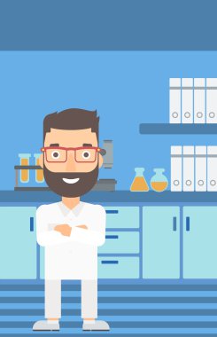 Erkek laboratuvar asistanı.