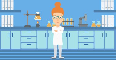 kadın laboratuvar asistanı.