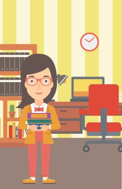 Kadın holding yığın kitap.