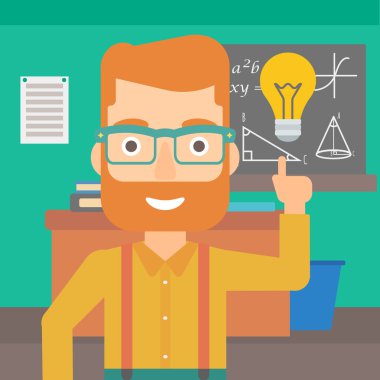 Ampul işaret eden adam.