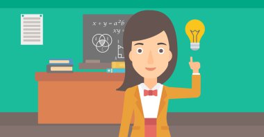 ampul işaret eden kadın.