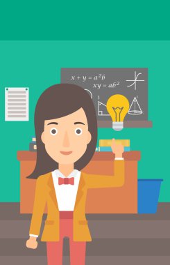 ampul işaret eden kadın.