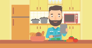 adam yemek pişirme.