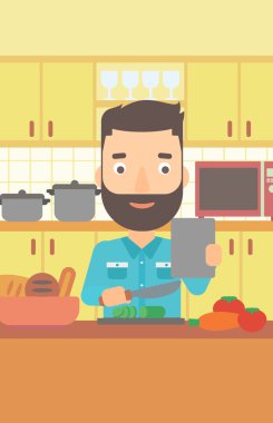 adam yemek pişirme.