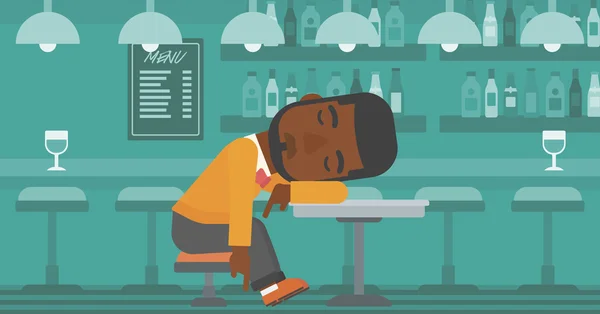 Homme dormant dans le bar . — Image vectorielle