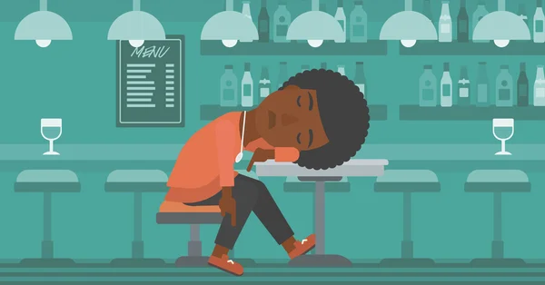 Femme dormant dans le bar . — Image vectorielle
