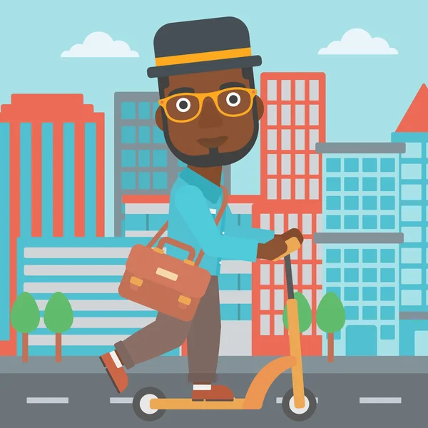 Homem montando em scooter . — Vetor de Stock