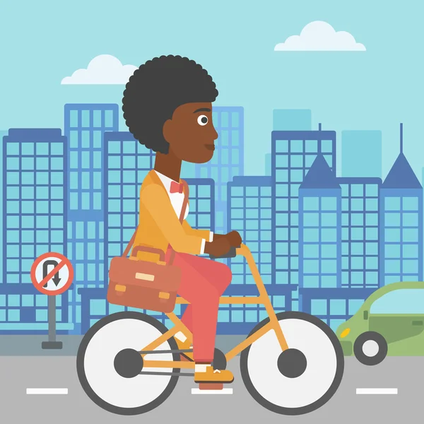 Femme vélo au travail . — Image vectorielle