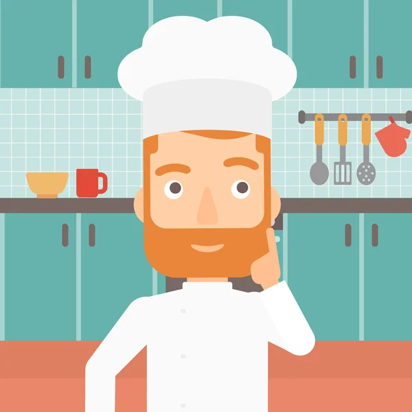 Chef pointing forefinger up. — Stockvector