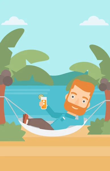 Homme refroidissant dans l'hamac . — Image vectorielle