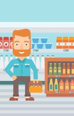 Adam bira paketiyle.