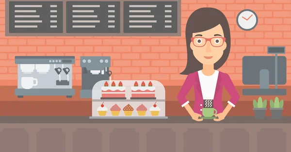 Γυναίκα που κάνει καφέ. — Διανυσματικό Αρχείο