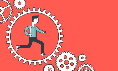 Man running inside the gear.