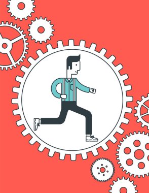 Man running inside the gear.