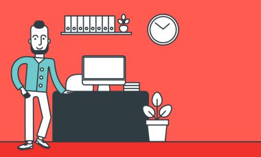 Cheerful office clerk.