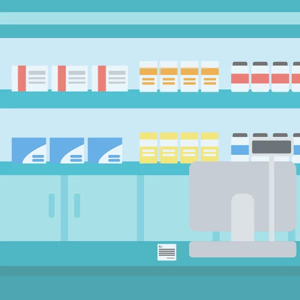 Antecedentes de farmacia con caja fuerte . — Vector de stock