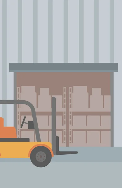 Ambar içinde forklift kamyon ve karton kutularının arka plan. — Stok Vektör