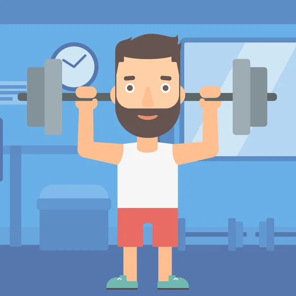 Man lifting barbell. — Stock Vector