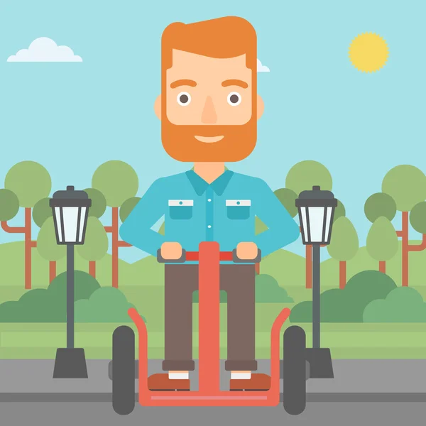 Man riding on electric scooter. — Stock Vector