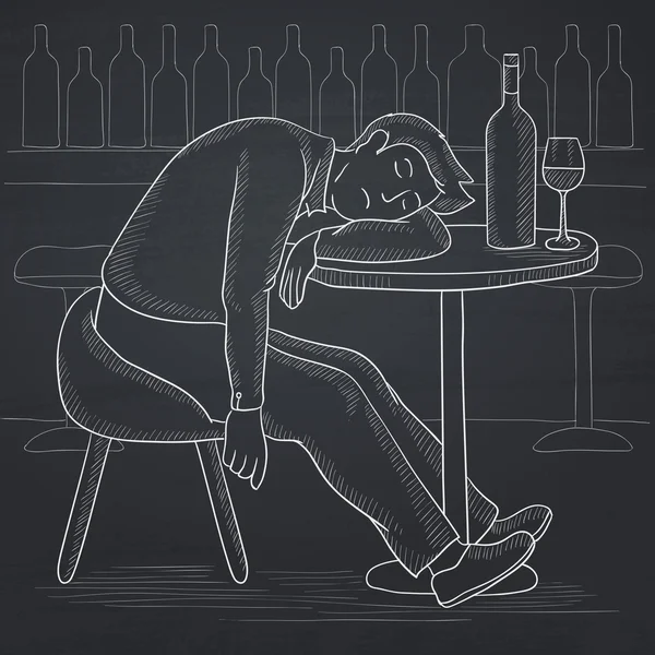 Homme dormant dans le bar . — Image vectorielle