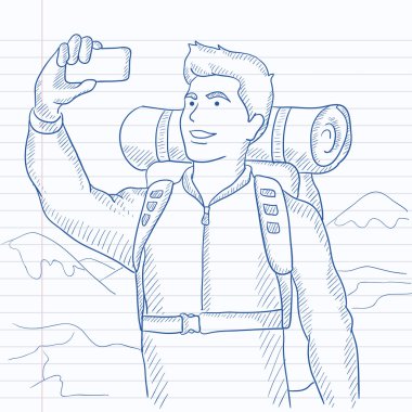 Backpacker selfie yapma.