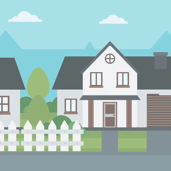 Fond de maison de banlieue avec clôture . — Image vectorielle