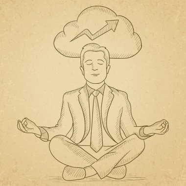 Huzurlu işadamı meditasyon.