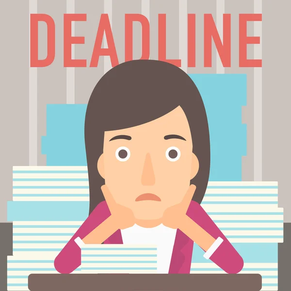 Woman having problem with deadline. — 스톡 벡터