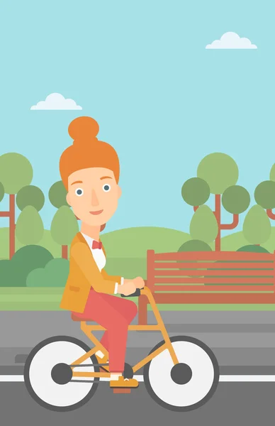 Mujer montando bicicleta. — Vector de stock