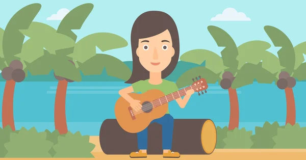 Femme jouer de la guitare. — Image vectorielle
