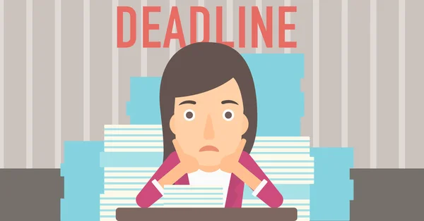 Woman having problem with deadline. — ストックベクタ
