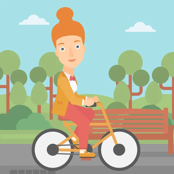 Mujer montando bicicleta. — Archivo Imágenes Vectoriales
