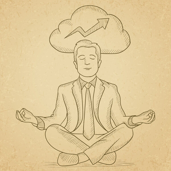 Peaceful businessman meditating.