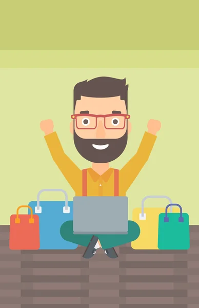 Man making purchases online. — Stock Vector