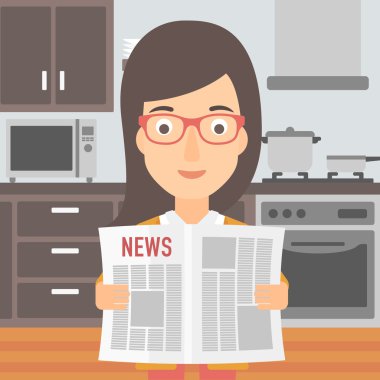 Gazete okuyan kadın.