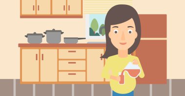 Friedge duran hamile kadın.