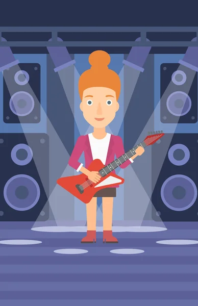 Musician playing electric guitar. — Stock Vector