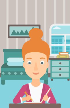 Yazı defteri ile muhabir.