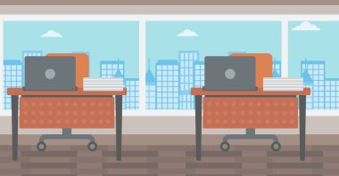 Background of office with city view.
