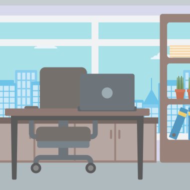 Background of office with city view.