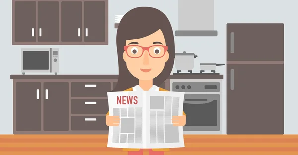 Mujer leyendo el periódico. — Vector de stock