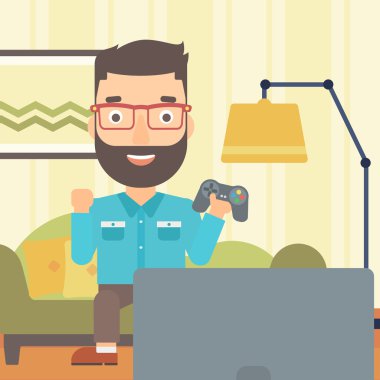 Video oyunu oynayan adam.