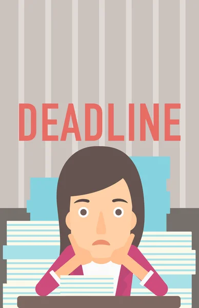 Woman having problem with deadline. — ストックベクタ