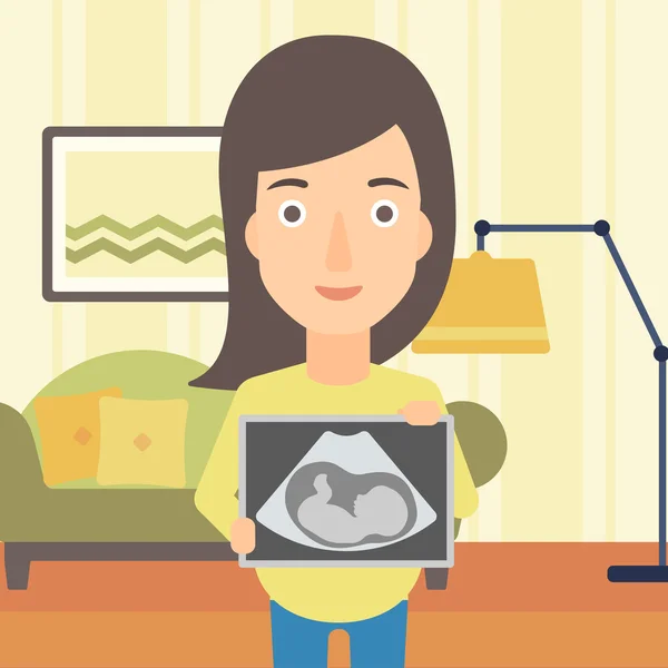 Femme enceinte avec image échographique . — Image vectorielle