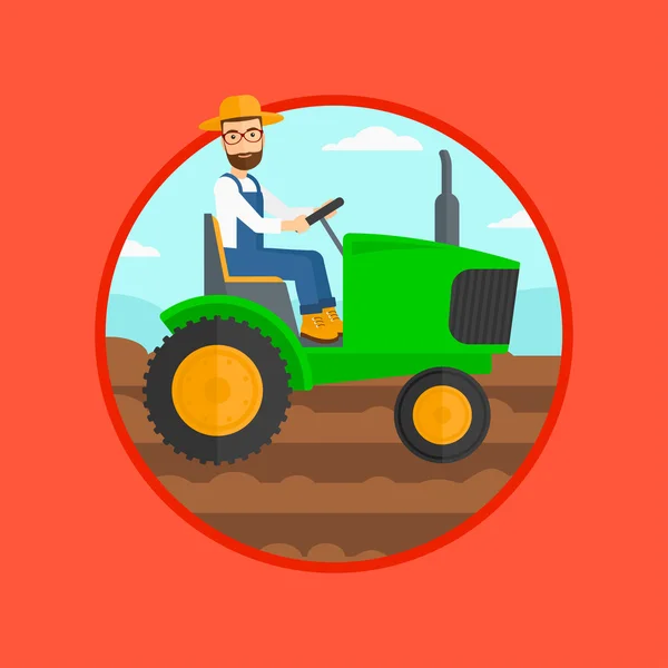 Mezőgazdasági termelő vezetési traktor. — Stock Vector