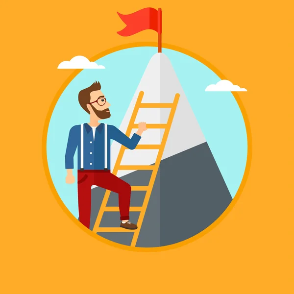 Hombre escalando en la montaña . — Vector de stock