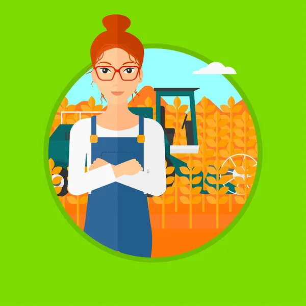 Mujer de pie con combinar en el fondo . — Vector de stock