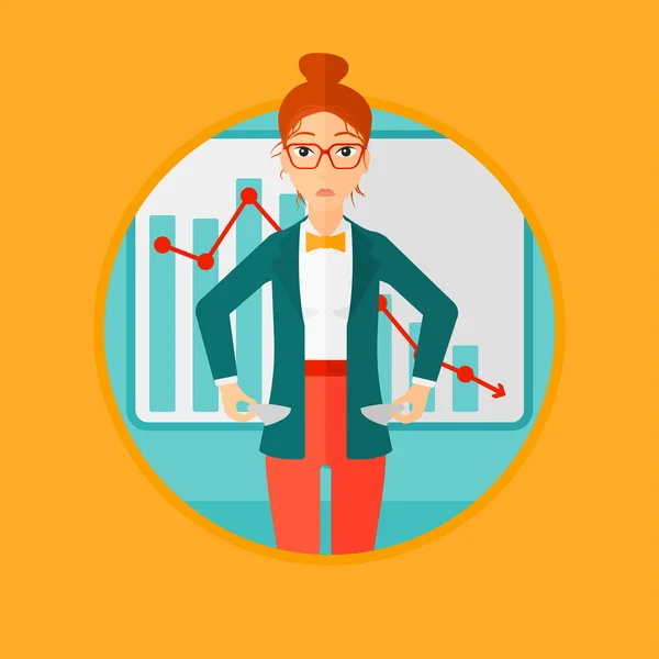 Bancrupt business woman. — Stockvector