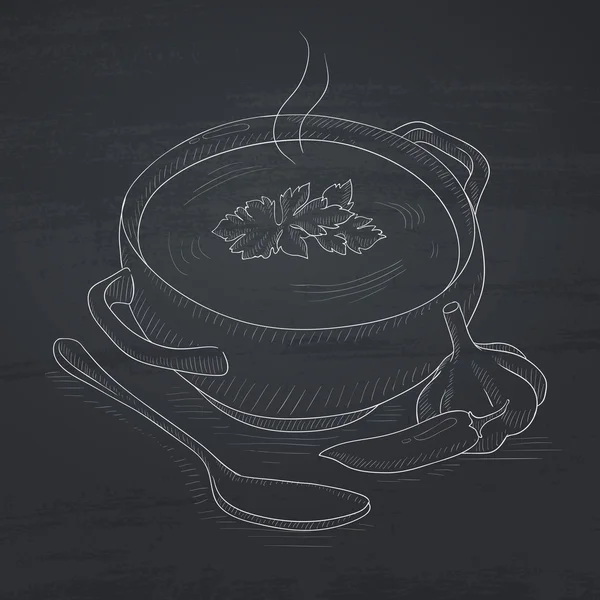 Pot of hot soup. — Stock Illustration Pot of hot soup. Royalty Free Stock Vectors